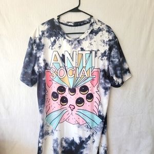 "Anti-social" Psychedelic Cat Shirt